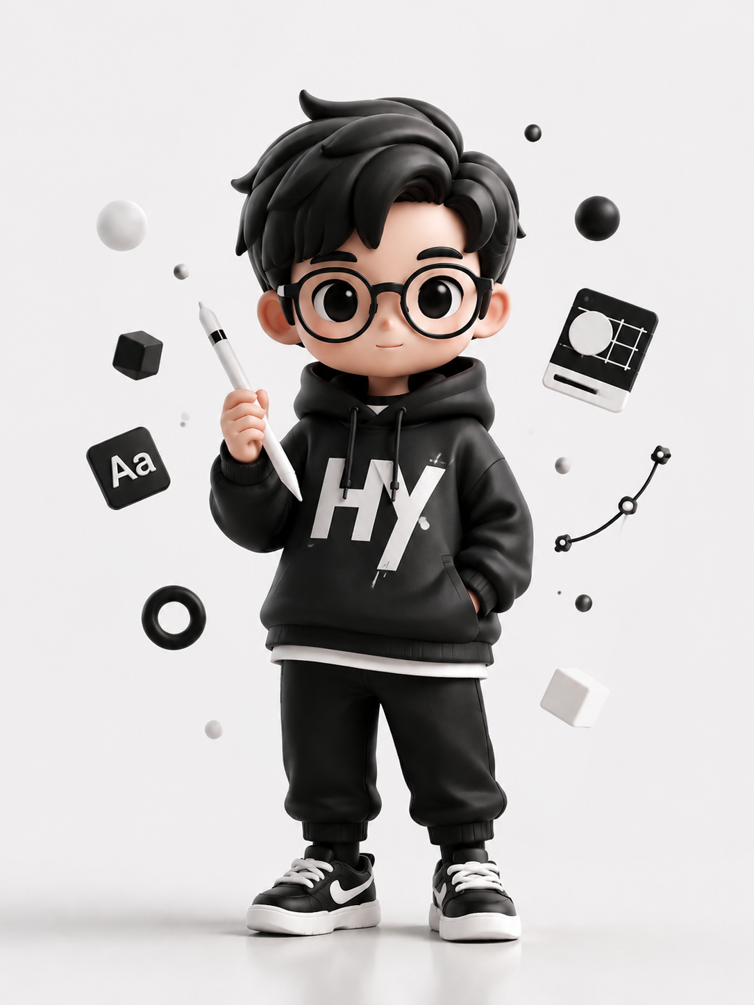 设计师褚红杨的 C4D 风格形象